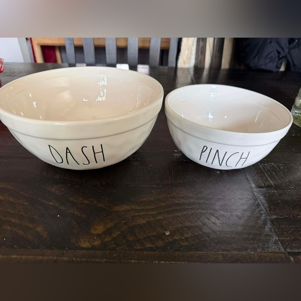 Rae Dunn Dash and Pinch White Bowls